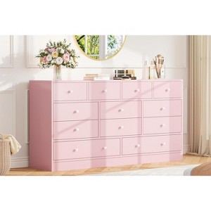 12-Drawer Dresser with Built-in Power Hub - 61" Wide, 2 AC & 2 USB Ports, Adjustable Drawers, Anti-Tip Design, Modern Storage - 1 of 4