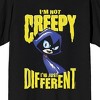 Teen Titans Go I'm Not Creepy I'm Just Different on Black Short Sleeve Adult T-Shirt - 2 of 3