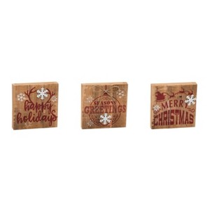 Transpac Wood "Merry Christmas" Block Set of 3 Christmas Home Decorations - 1 of 1