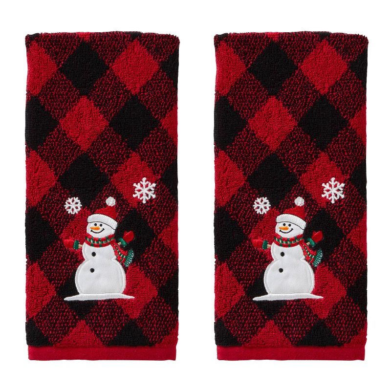 2pk Snowman Hand Towel Set Red/Black - SKL Home, 1 of 6
