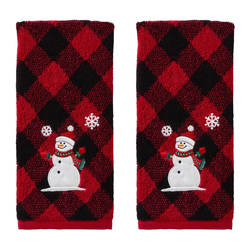 Photos - Towel 2pk Snowman Hand  Set Red/Black - SKL Home