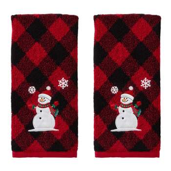 2pk Snowman Hand Towel Set Red/Black - SKL Home