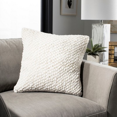 20" x 20" White Textured Cotton Throw Pillow