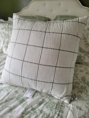 16x42 Quilted Stripe Lumbar Bed Pillow Gray/Cream - Hearth & Hand with  Magnolia 1 ct
