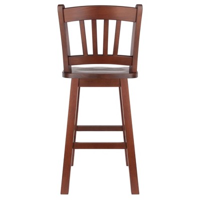 Walnut Solid Wood Swivel Seat Counter Stool, 24-Inch