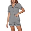 Ekouaer Women's Pajama Sets 2 Piece Short Sleeve Button Down Tops and Pants Pj Set V Neck Sleepwear Loungewear Chest Pocket - 2 of 4
