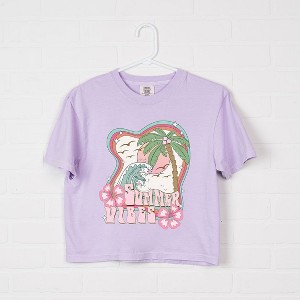 Simply Sage Market Women's Summer Vibes Flowers Short Sleeve Relaxed Fit Cropped Tee - 1 of 3