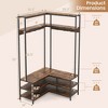 Costway Corner Garment Rack L-shaped Clothes Rack with Open Shelves & Adjustable Foot Pads Rustic Brown/Walnut/White - 3 of 4