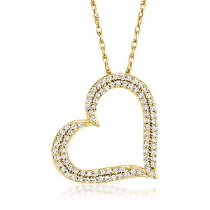Ross-Simons 0.50 ct. t.w. Diamond Heart Pendant Necklace in 18kt Gold Over Sterling Size 18 - 1 of 4