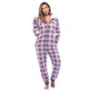 Just Love Womens One Piece Buffalo Plaid Adult Bodysuit Faux Sherling Lined Hoody Pajamas - 4 of 4