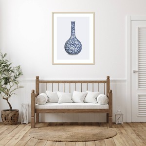 Amanti Art Flower Vase Blue by Fab Funky Wood Framed Wall Art Print - 1 of 4