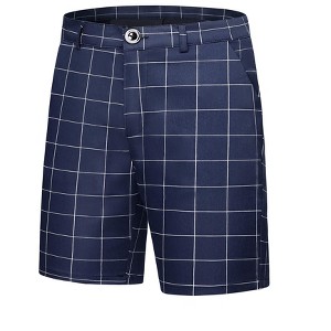 Lars Amadeus Men's Summer Slim Fit Flat Front Plaid Dress Shorts - 1 of 4