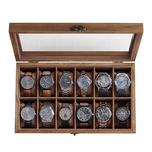 Songmics Watch Box 12 slot Watch Case Solid Wood Watch Box