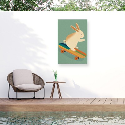 Trademark Fine Art - Treechild  Bunny On Skateboard Matted Framed Art