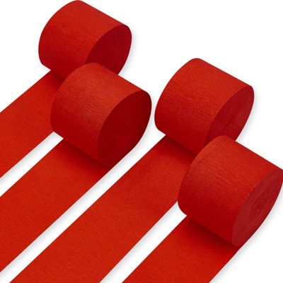 PartyWoo Crepe Paper Streamers Red 4 Rolls 328 ft 1.8 Inch x 82 Ft Roll