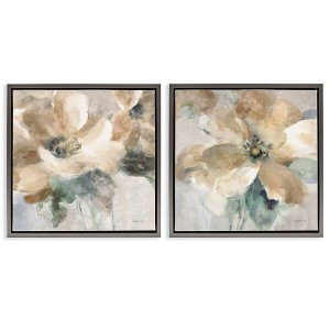 Stupell Industries Abstract Beige Flowers 2pc Floating Frame Art Set, Gray, 25" x 25" - 1 of 4