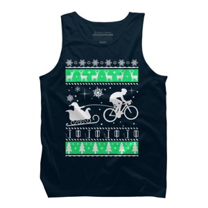 Men's Design By Humans Christmas Santa Cycling Sleigh By LewismartinStore Tank Top - 1 of 3