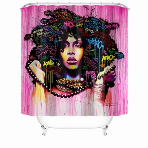 Woman Holding Beads Shower Curtains for Bathroom Waterproof Fabric Bath Curtain Durable Soft Stylish Bathroom Decor 72x72 Inch - 1 of 1
