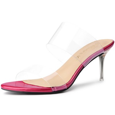 Allegra K Women's Clear Slide Stiletto Heels Sandals