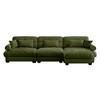 Aukfa Green Velvet Large  Sofa with Bolster Armrests, Waist & Throw Pillows – Modern Couch for Living Room, Bedroom or Office - 3 of 4