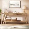 Lirago 70.9" Farmhouse Console Table Extra Long 2 Tier Rustic Entryway Sofa Table for Living Room Hallway Space Saving Storage Brown - 2 of 4