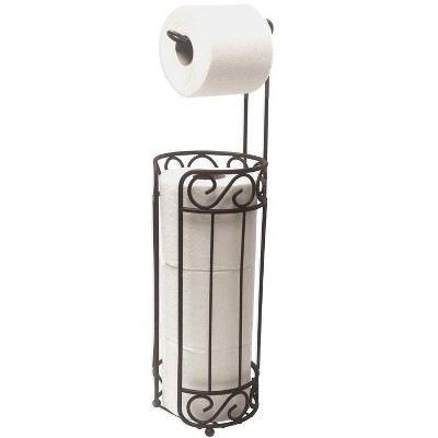 Home Basics Scroll Collection Freestanding Dispensing Toilet Paper Holder, Bronze