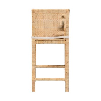Sofia Handmade Natural Wood and Rattan 41" Counter Stool