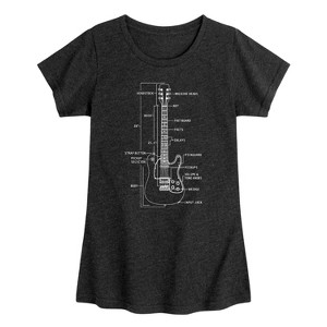 Girls' - Instant Message - Guitar Diagram Fitted Short Sleeve Graphic T-Shirt - 1 of 4