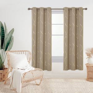 Deconovo Gold Line 52 Width Curtain Panel Pair (2 Panel) - 1 of 4