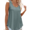 Womens Tank Tops Sleeveless Eyelet Embroidery Scoop Neck Loose Fit Casual Summer Flowy - 3 of 4