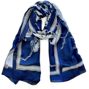 Wrapables Silk Like Satin Polyester Large Scarf Wrap, Navy Regal - 1 of 4