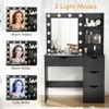 Modern Vanity with Mirror and Lights Mirror, 4 Drawers, 3 Ligthing Color Vanity Desk, Power Outlet, Crystal Ball Knobs,Makeup Desk for Bedroom-Black - 2 of 4
