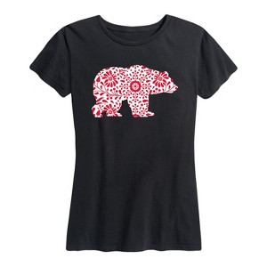 Women's - Instant Message - Scandinavian Pattern Bear Short Sleeve Graphic T-Shirt - 1 of 4