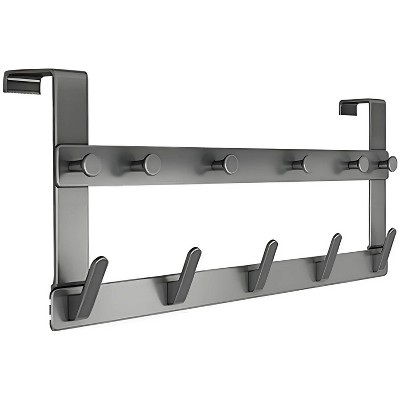 LunaLulinlk Over Door Hooks Double Row Hook Behind The Door, Over Door Hook Hanger with 11 Hooks, Heavy Duty Coat Hooks and Racks Gray