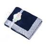 Bacati - Solid Navy Blue with Solid Border Blanket (Navy Blue/Grey Border) - 3 of 4
