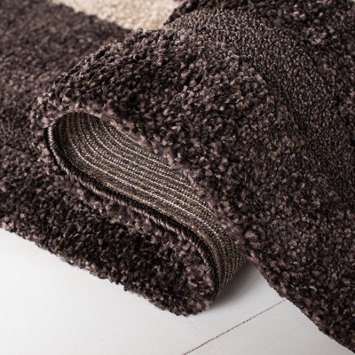 Florida Shag Dark Brown and Beige 4' x 6' Area Rug