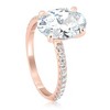 Pompeii3 2 1/2Ct Oval Diamond & Moissanite Engagement Ring 14k Rose Gold - 3 of 4