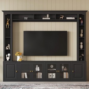 Wall Unit Entertainment Center with Bookshelves for TVs Up to 80", Large TV Stand TV Console Media Console with Cabinets - ModernLuxe - 1 of 4