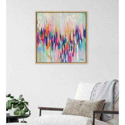 Bright Gold 22"x22" Abstract Canvas Wall Art with Frame