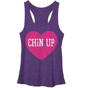Women's CHIN UP Logo Heart Racerback Tank Top - 1 of 3