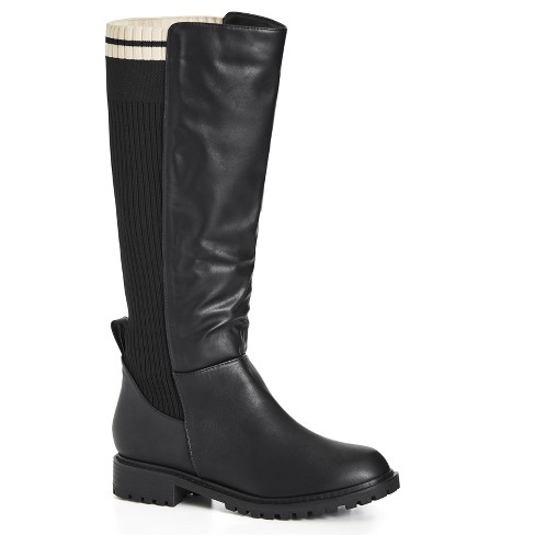 Wide fitting knee on sale high leather boots