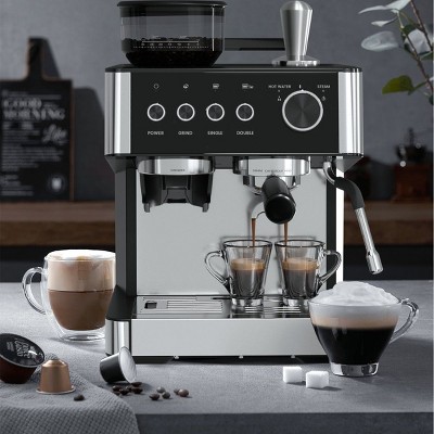 Kismile Espresso Machine with Grinder, 20 Bar Expresso Coffee Machines with Milk Frother Steam Wand, Cappuccino & Latte Machine for Home