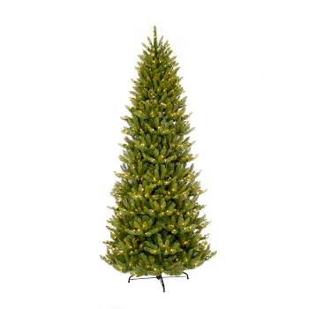 9ft Pre-lit Slim Artificial Christmas Tree Forest Fir - Puleo