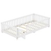 Sapphtopaz Bed Frame Pine Wood Floor Bed with Safety Guardrails and Door for Kids Apartment Space Saver Bedroom Furniture, Easy Assembly - 3 of 4