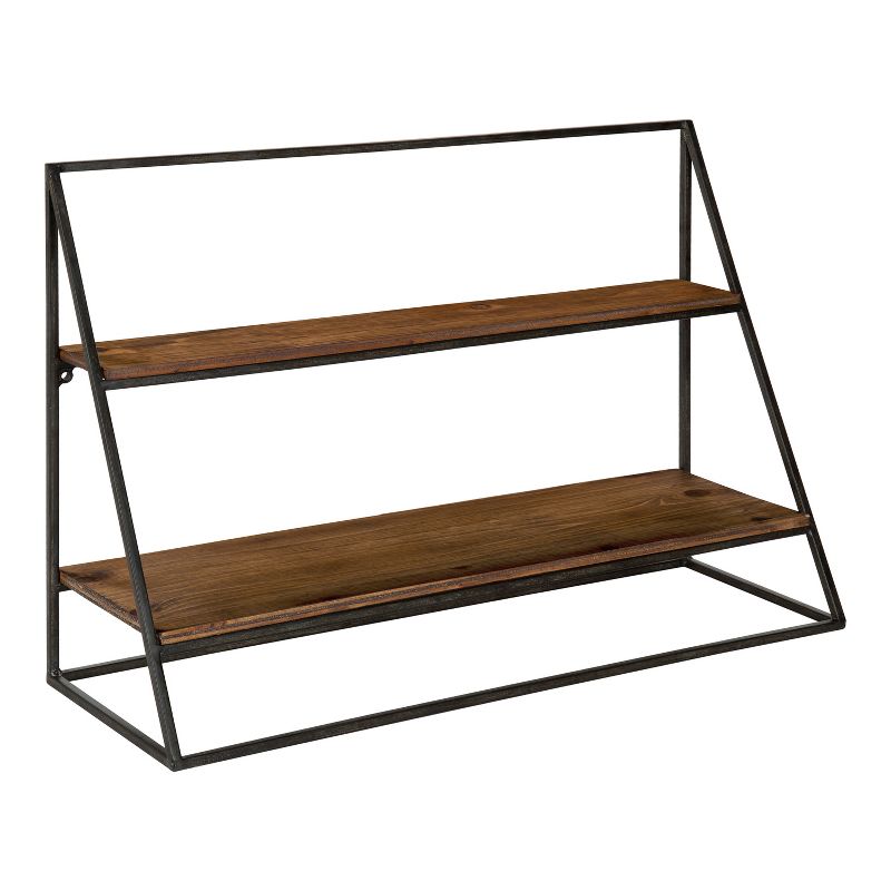 Kate and Laurel Lander Rectangle Metal Accent Shelf, 24x8x16, Brown, 1 of 8