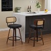 QingMoon Bar Stools Set of 2,360° Swivel Counter Stools, with Rattan Back, Upholstered Faux Leather Barstools, for Island/Kitchen/Counter - 2 of 4