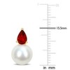 EVERLY JEWELRY | Yellow Plated Sterling Silver 1 CT TGW Garnet & 8.5 - 9 MM Cultured Freshwater Pearl Fashion Post Earrings - 2 of 4