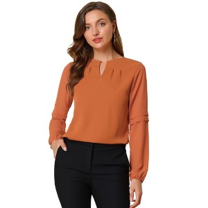 INSPIRE CHIC Women's Chiffon Semi Sheer Keyhole Neck Elegant Work Blouse - 1 of 4