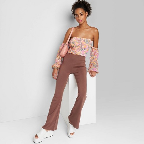 Women's High-waisted Flare Leggings - Wild Fable™ Brown Xs : Target