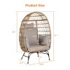 Outdoor Single PE Rattan Woven Egg Chair,Fabric Upholstered Lounge Egg Chair With Pillow And Metal Frame For Garden Backyard-Coolbibila - 4 of 4